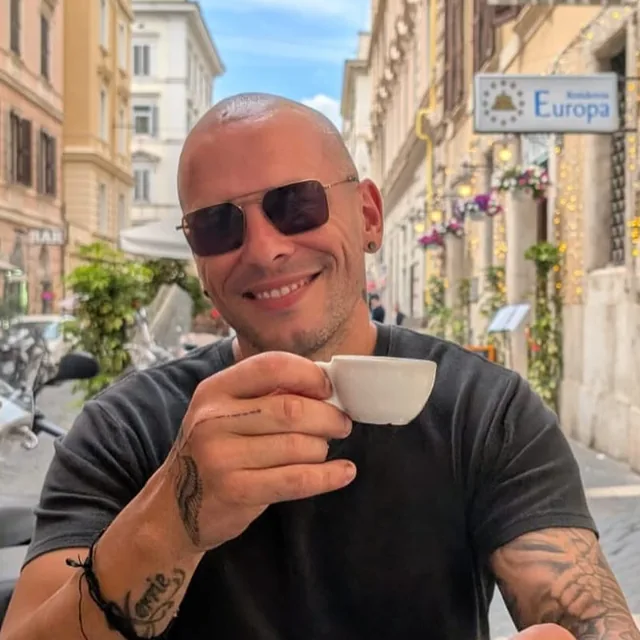 Marcio, owner of Handy Tradie 4 U, enjoying an espresso off the tools